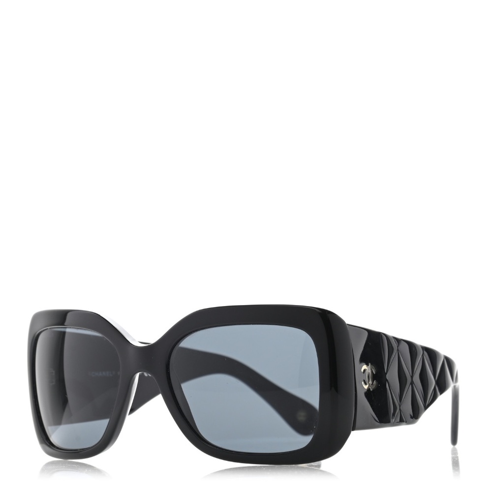 Authentic Chanel 5019 Black Quilted Large Logo Sunglasses